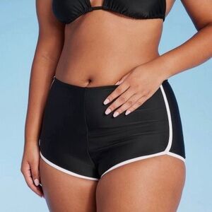 Women's Black and White Stripe Shorts